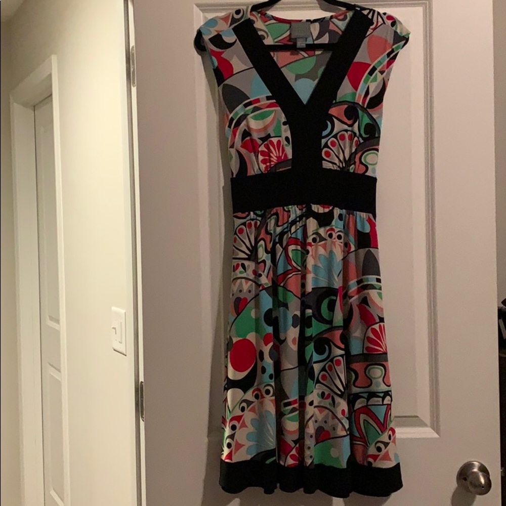 Rabbitx3 Designs Multi-Colored V-Neck Dress